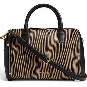 *NWT* Vera Bradley Genuine Leather Zebra Print | Marlo Satchel - Uptown Stripes